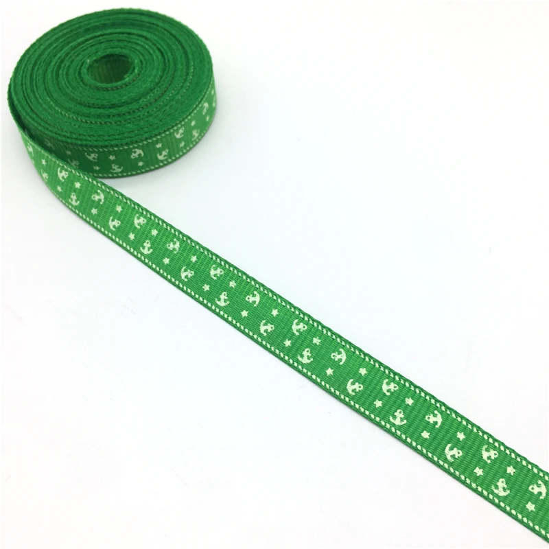 5 ярдов 3/"(10 мм) печатных корабль якорь Grosgrain лента для пояса подарочная упаковка Рождество Свадебные украшения#111-120