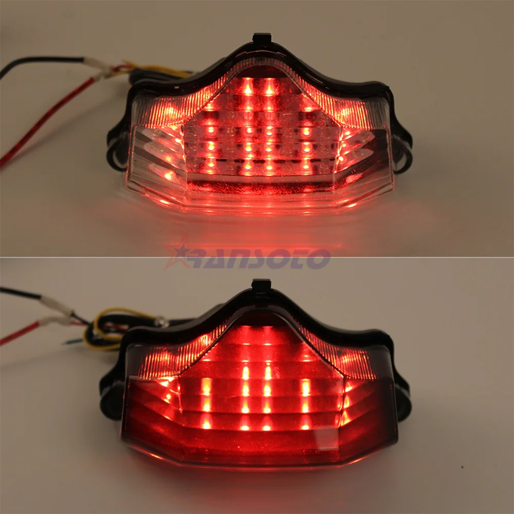 RANSOTO Motorcycle Smoke LED Tail Light Rear Lamp w/ Turn Signals Integrated For Yamaha FZ600 FZ6 2004-2009 |