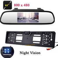 hd 4 3 inch lcd display car rearview mirror monitor4 led night vision car rearview backup camera waterproof parking cam