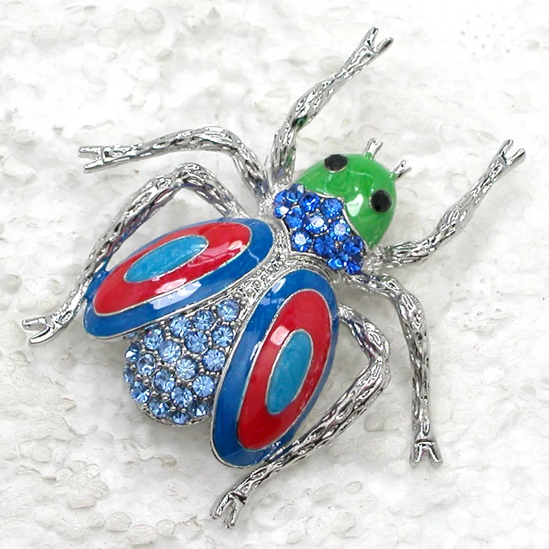 Эмалированные броши в форме жука цвет синий Стразы C989 B|enamel pin brooch|beetle broochpin brooch |