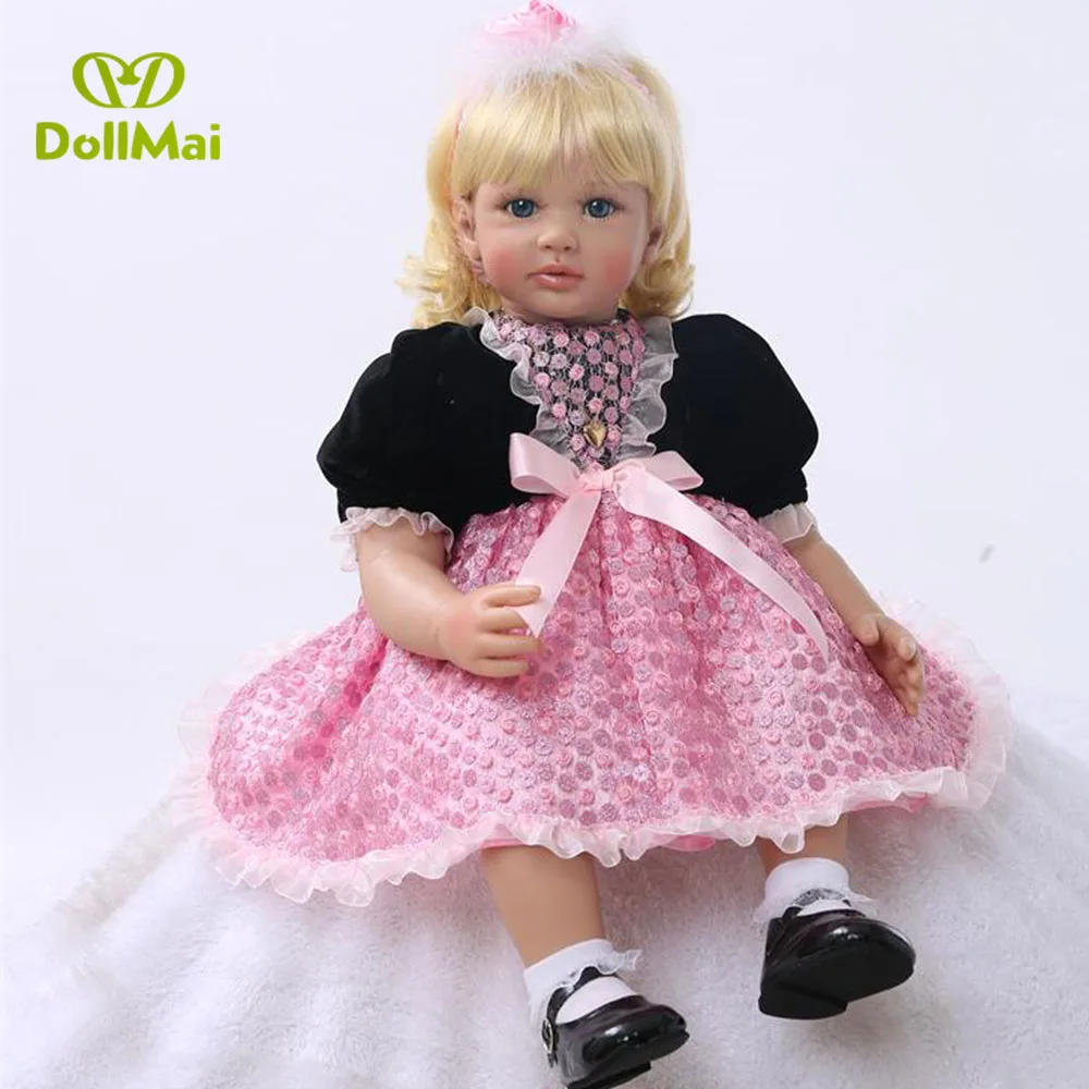 

Blond hair girl bebes reborn 60CM vinyl silicone reborn babies dolls for kids toys princess dolls gift bonecas reborn