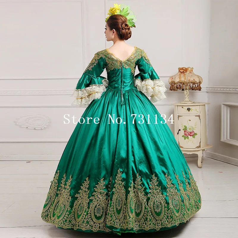 Платье Антуанетты с принтом королевское зеленое кружевное платье для танцев |