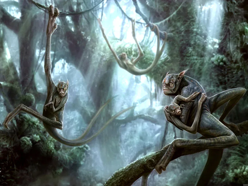 Инопланетные Обезьяны Научно Фантастические Животные Искусство Огромный Печать