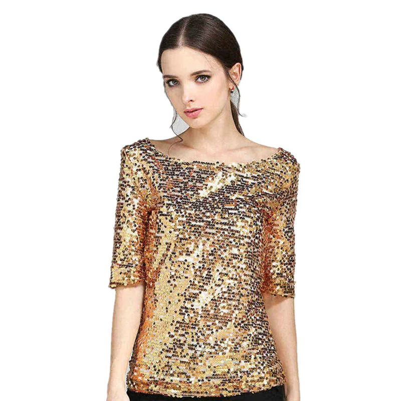 

2022 plus size S-5XL New Arrival Summer women sequin T-shirt High quality gorgeous shirt for girls women clothing sequined Top
