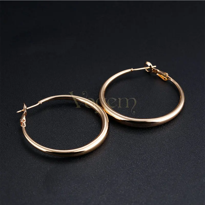 Vogem большой круг Серьги-кольца Нержавеющая сталь цвета: золотистый серебристый