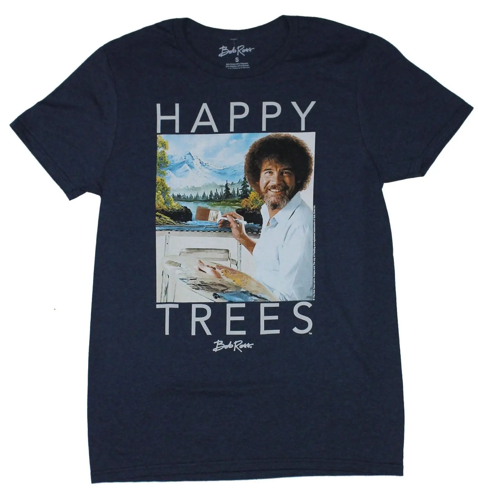 Bob Ross Мужская футболка-Happy Trees Smile с рисунком из мультфильма футболка унисекс новая