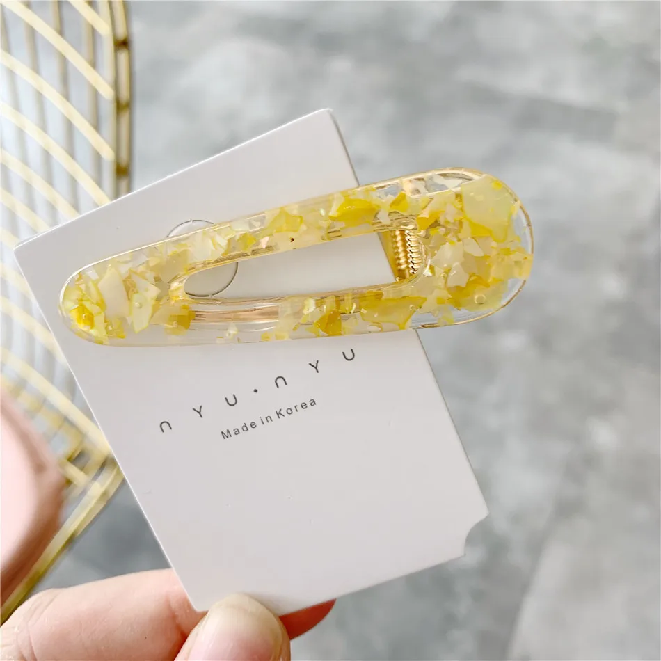 Water Yellow Новинка, женские шпильки, акриловые полые, прямоугольные, капля воды, заколки для волос, геометрические, жестяная фольга, блестки для волос, шпильки, ювелирные Заколки - Окраска металла: Water Yellow
