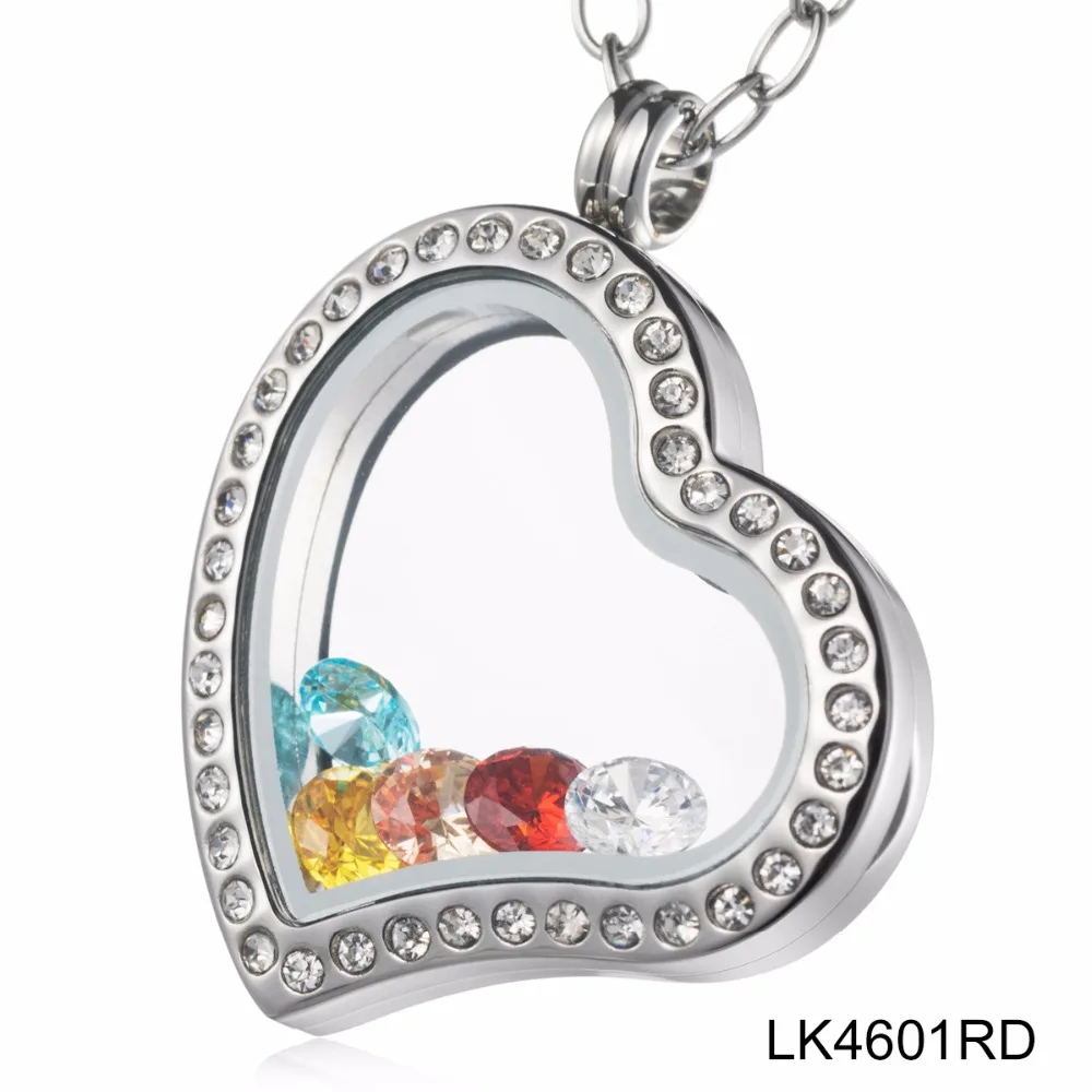 Очаровательная цепочка из нержавеющей стали с простым хрустальным сердцем живой