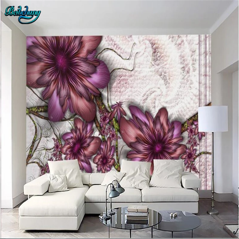 beibehang Large Custom Nonwovens Wallpaper Mural Modern Simple Aesthetic Flower TV Backdrop Wall | Обустройство дома