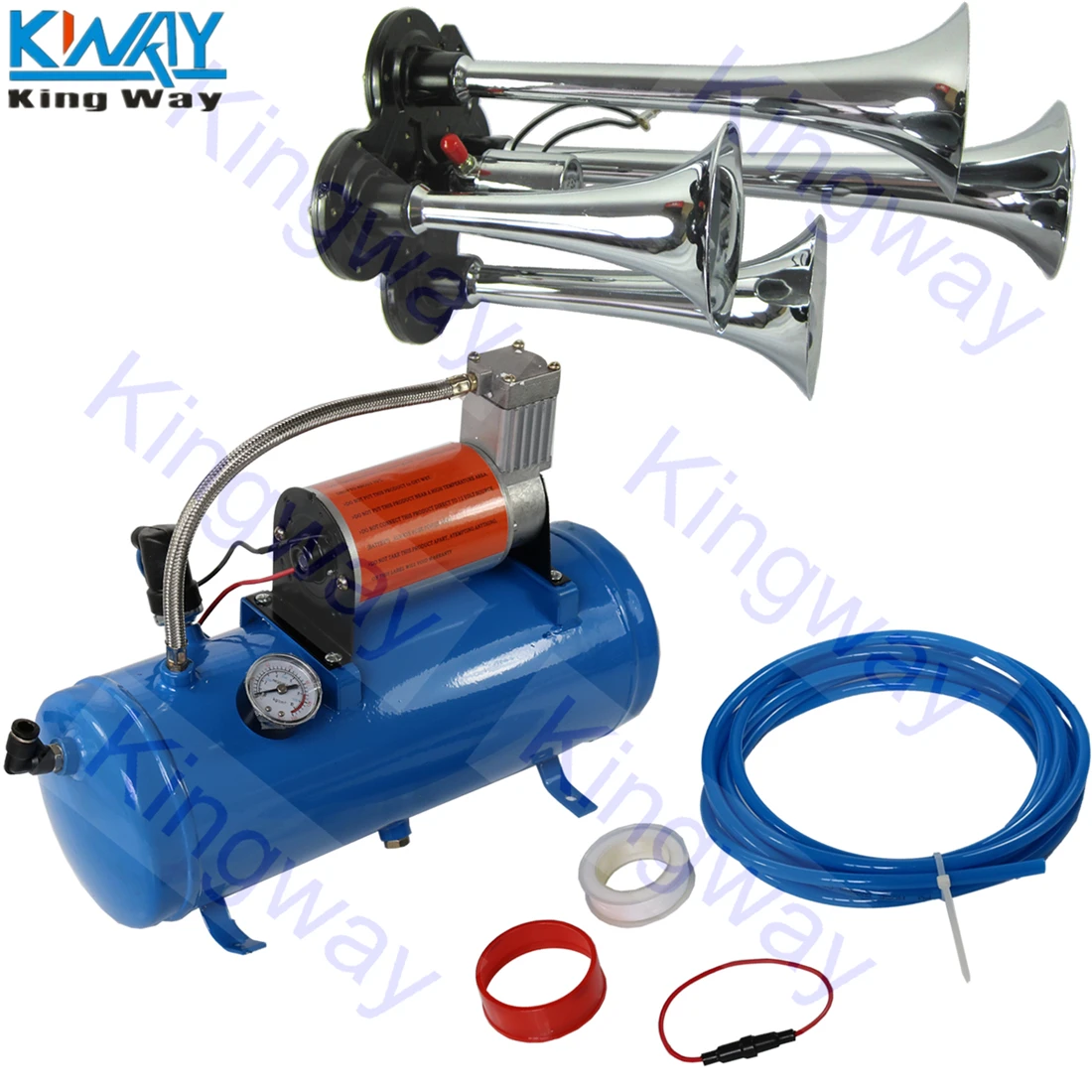 Бесплатная доставка King Way поезд рога комплект громкий двойной 4 трубы w/ 120 PSI 6L