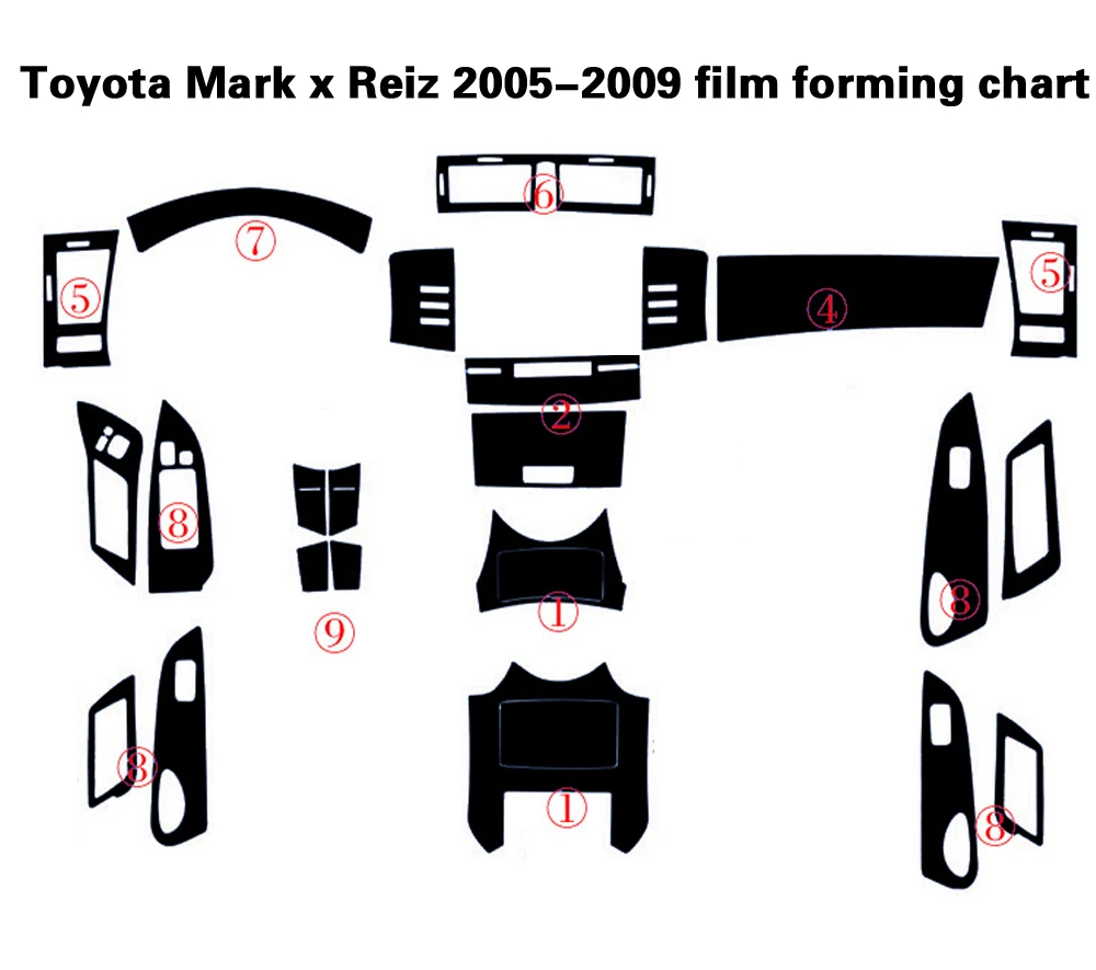 Для Toyota Mark x eiz 2005-2009 внутренняя Центральная панель управления дверная ручка наклейки из углеродного волокна наклейки аксессуары для автомобиля