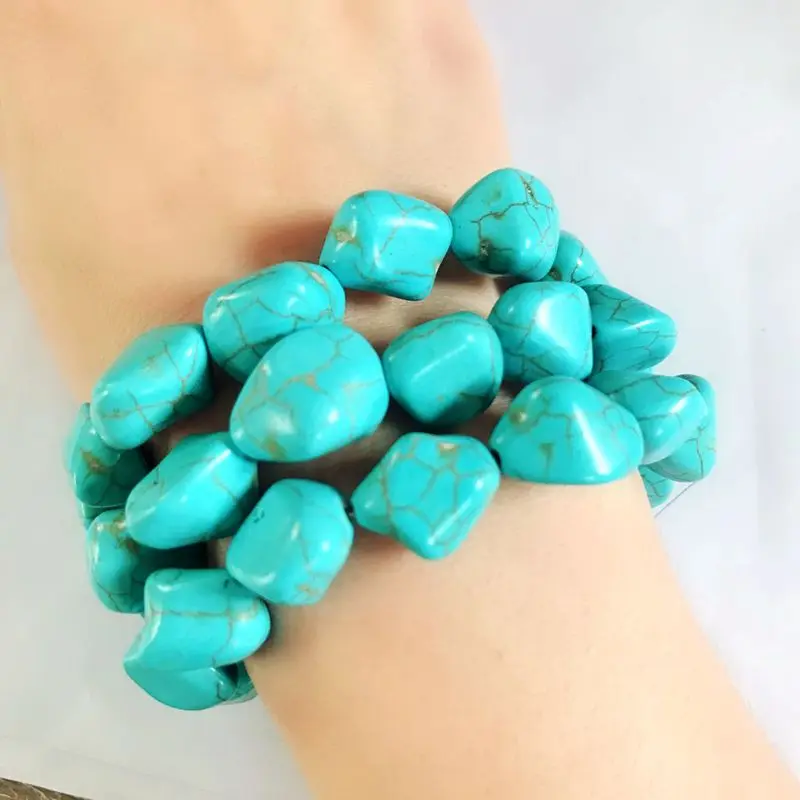 

New Fashion Three Raws Natural Stone Punk Style Bracelet