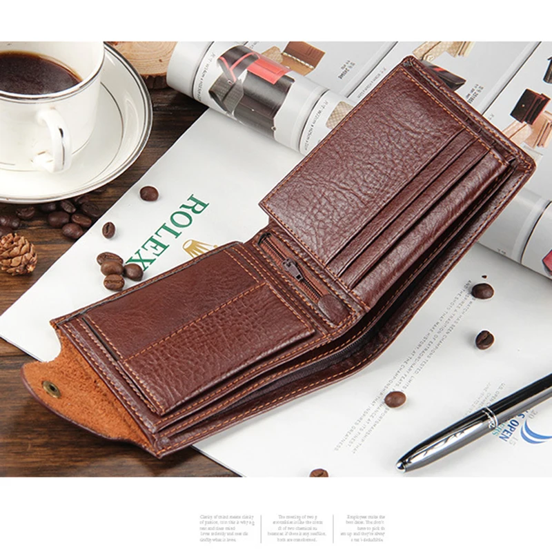 New arrival Cowhide Genuine Leather Men wallet with Hasp zipper money bag man purse coin pocket card holder | Багаж и сумки