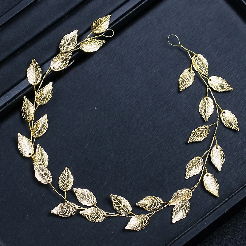 

2018 New Gold and White Leaf Wedding Dress Accessories Hair Band