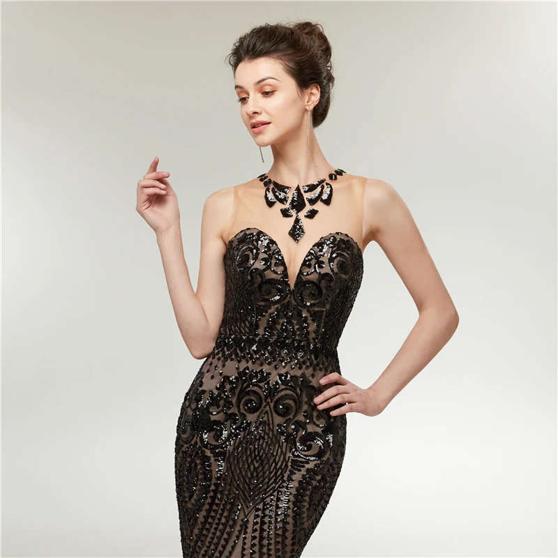 Forevergracedress черный цвет вечерние платья с блестками Элегантный Русалка официальная Вечеринка платья большого размера индивидуальный заказ