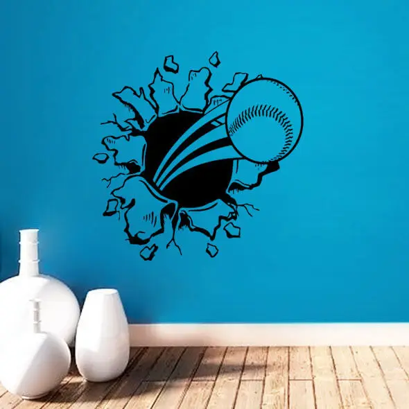 Бейсбол Настенный декор спортивные Стиль стены Стикеры тренажерный зал Art
