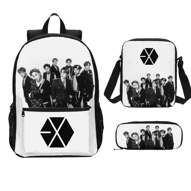 Сумки для девочек и мальчиков 3 шт./компл. рюкзаки ноутбуков с 3d-надписью EXO