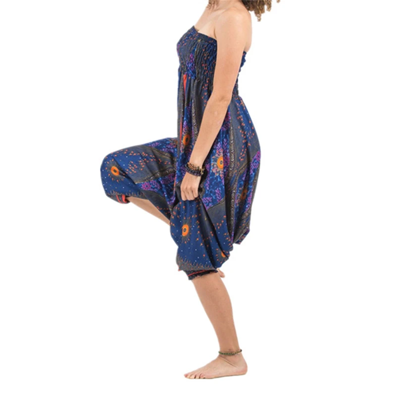 Новый 2019 Цветочный принт шаровары Для женщин Аладдин брюки тайские свободные