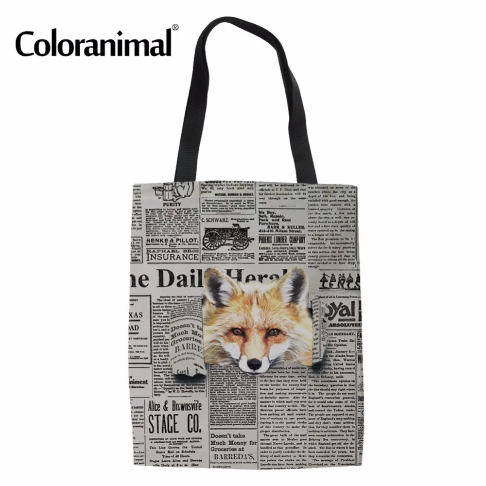 Женская Повседневная Холщовая Сумка Coloranimal женские сумки с милым мультяшным