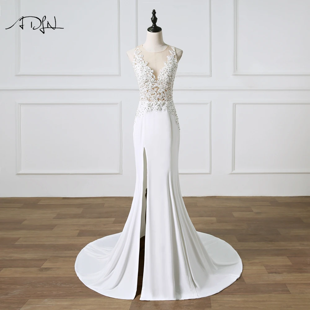 ADLN романтическое свадебное платье русалки Иллюзия лиф с Боковым Разрезом Турция