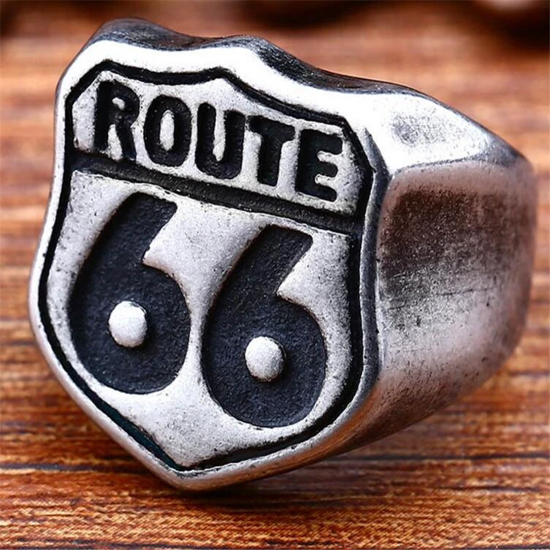 2018 Новый Мода Одежда высшего качества Нержавеющая сталь дороги США ROUTE 66 кольцо