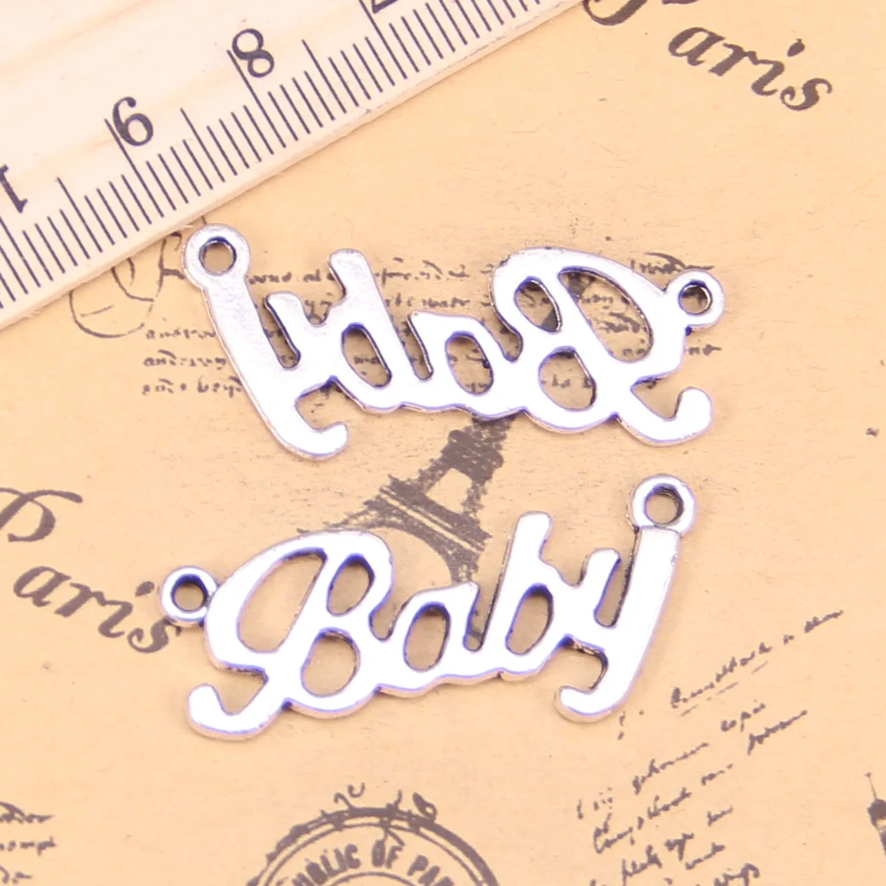

28pcs Jewelry Charms baby connector 38x17mm Antique Silver Plated Pendants Making DIY Handmade Tibetan Silver Jewelry