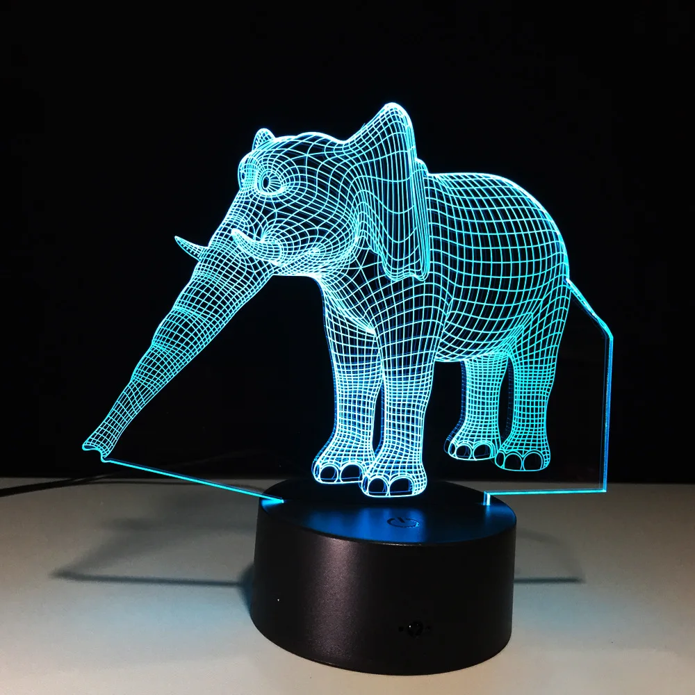 Восхитительный элегантный светильник в виде слона с 3D эффектом иллюзии