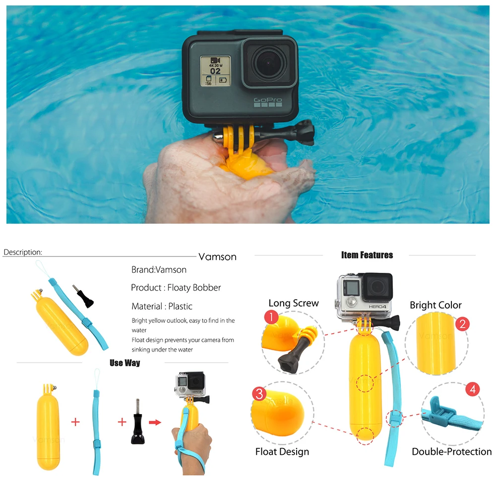 Набор аксессуаров Vamson для Gopro Hero7 6 5 4 сумка хранения нагрудный ремень адаптер Xiaomi