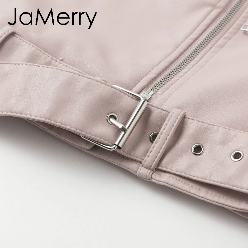 JaMerry/Модная куртка из искусственной кожи pu Женская на молнии с длинным рукавом