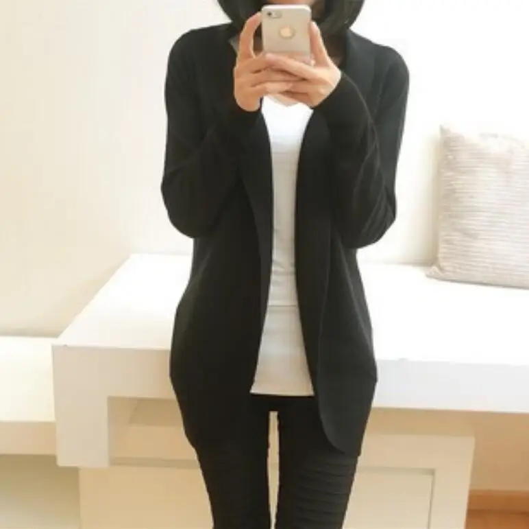 Autumn Winter New Women Long Sleeve Knitted Sweater Casual Solid Scarf Collar Cardigans Sweaters |