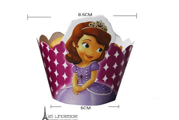 

Free shipping Baking DIY 36sets Princess Girls Paper Cupcake Toppers+Wrap Sophi Kids Gifts Housewife Party Decoration Supply