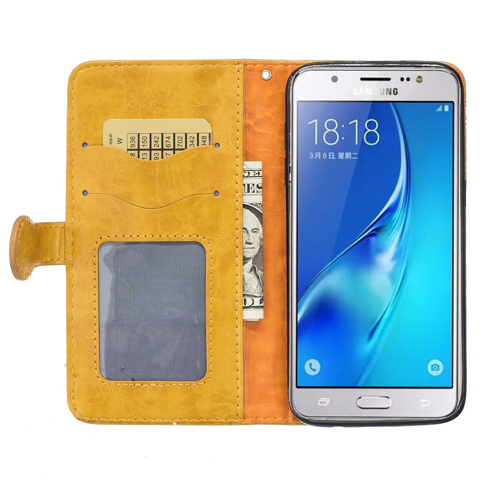 Для Samsung Galaxy J7 2016 чехол 5.5 ''j710 J710F j710h ретро кожаный TPU задняя крышка Подставки