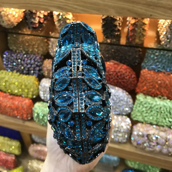 blue/gold mini clutch Purse Diamond Crystal Female Party Mini Handbags Fuschia Clutch Bag Wedding Pouch messenger crossbody bags | Багаж и