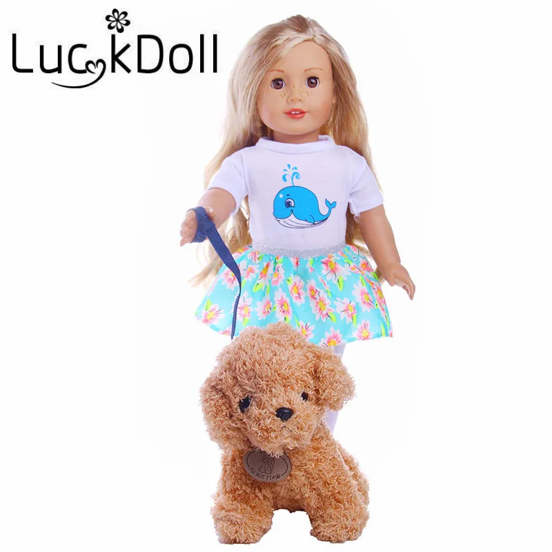LUCKDOLL мягкая плюшевая игрушка собака с ALead подходит 18 дюймов Американский 43 см