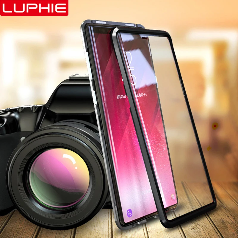 LUPHIE 360 Full Magnetic Case For Samsung Galaxy S9 S8 Plus Note 9 Front Back Glass 8 Magnet Cases Cover |