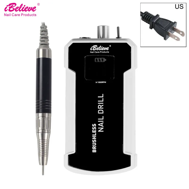 Black US Plug TP282 80 Вт 35000 об/мин, бесщеточный двигатель сверлильный станок для ногтей акриловое перезаряжаемое оборудование для дизайна ногтей пилочка для ногтей сверлильные наборы для маникюра и педикюра - Цвет: Black US Plug TP282