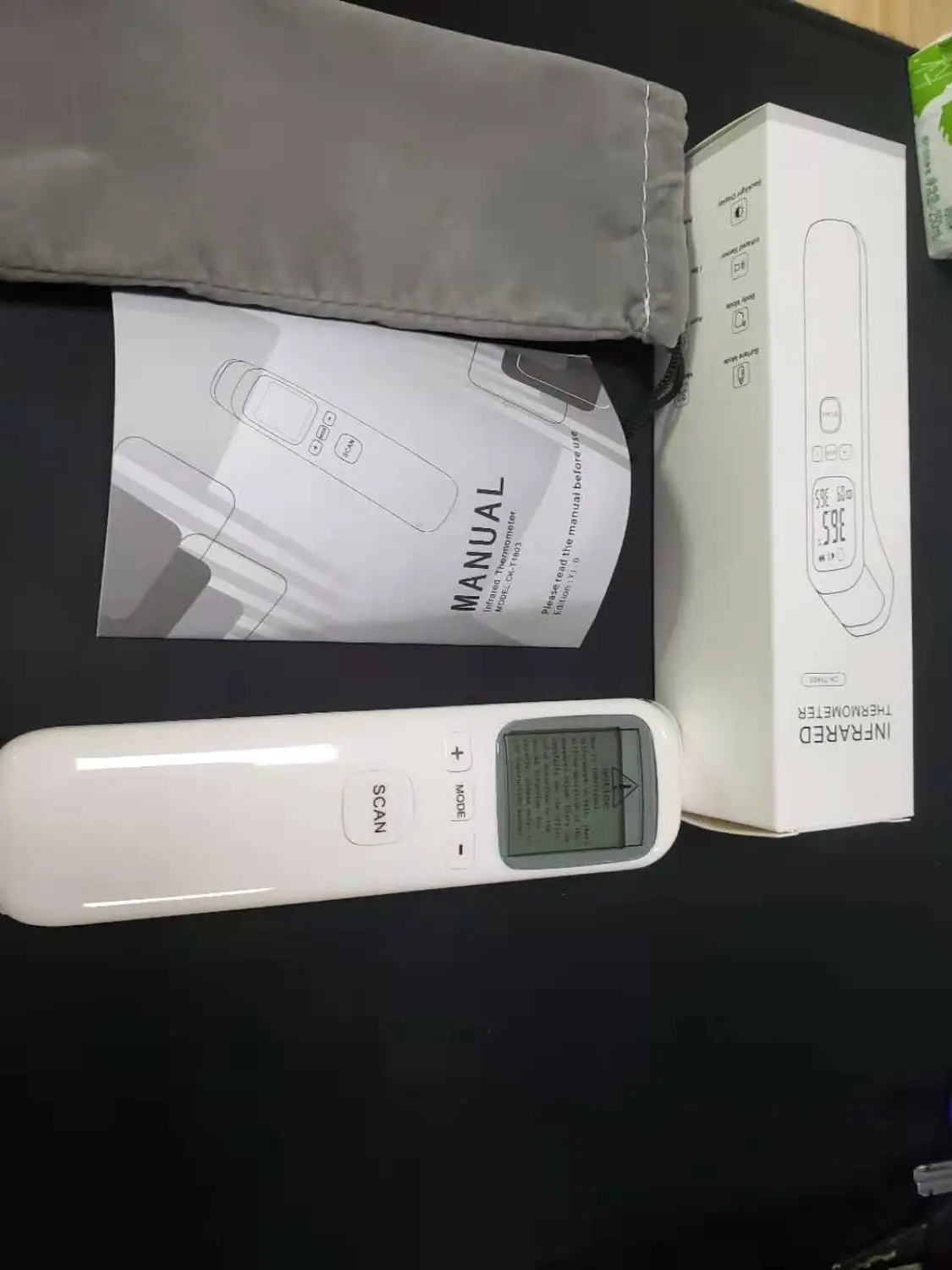 with cloth bag Медицинский инфракрасный термометр для детей с термометром, лазерный термометр с ЖК-дисплеем, бесконтактный термометр для измерения температуры - Цвет: with cloth bag