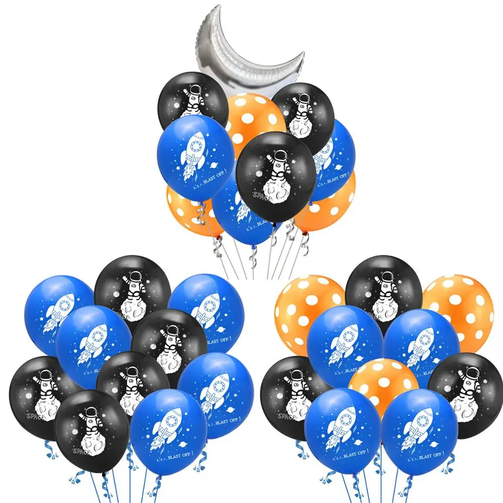 Astronaut Rocket Latex Balloons Outer Space Party Supplies Space Theme Birthday Party Decoration Kids Baby Shower Decor For Boy