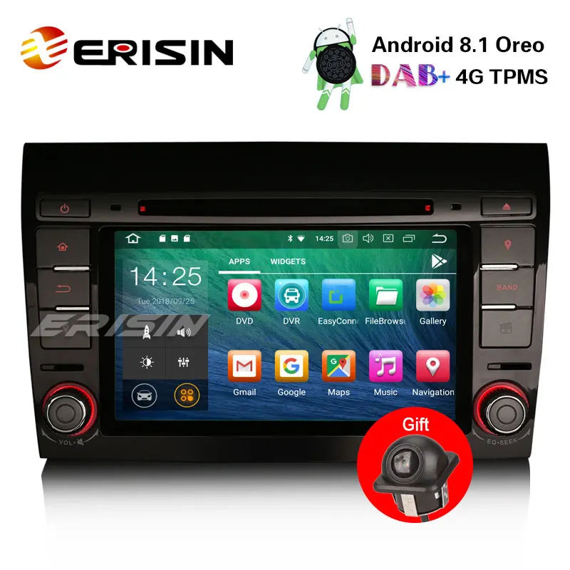 Erisin ES3871F 7 &quotавтомобильный dvd плеер gps Sat Android 8 1 DAB + 4G Wifi TPMS DVR для FIAT