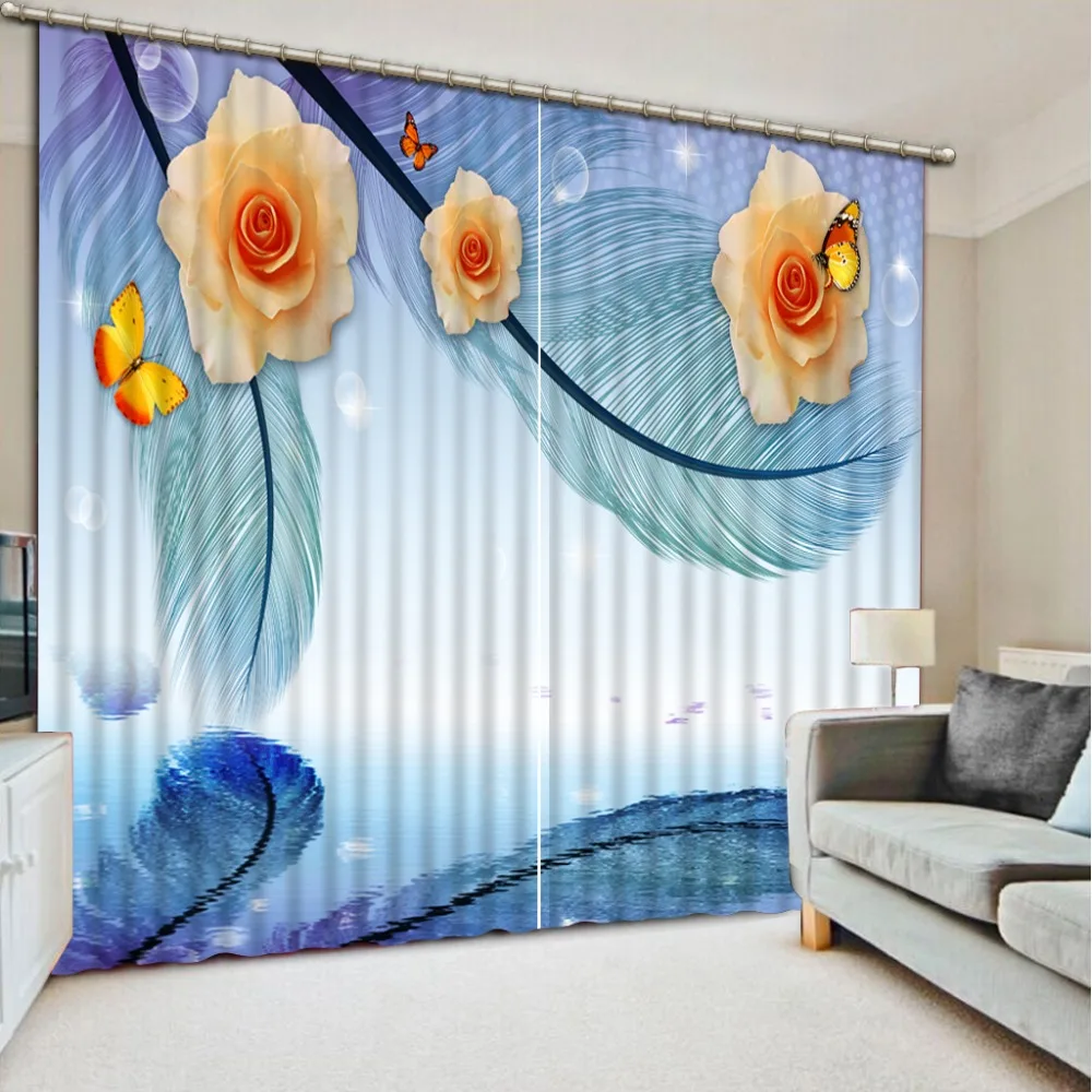 

Beautiful Photo Fashion Customized 3D Curtains feather curtains