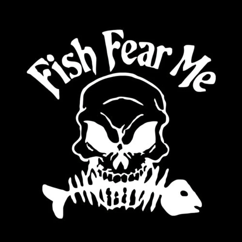 

17cm*17cm Fish Fear Me Skull Skeleton Fashion Car Sticker Vinyl Decar Decor S4-0022