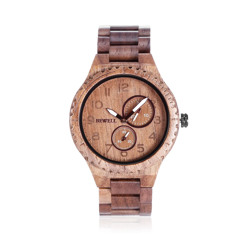 BEWELL ZS W154A Роскошные Брендовые мужские деревянные часы с календарем светящиеся