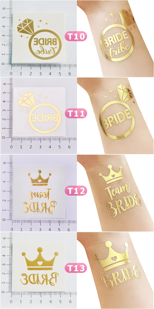 25 шт. командные золотые металлические временные фольгированные татуировки для