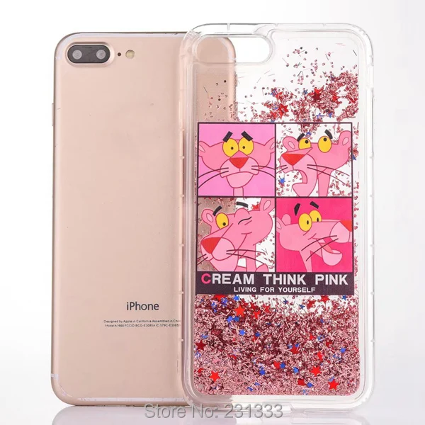Для Iphone 7 I7 Iphone7 Розовая пантера жидкий зыбучий песок Блестящий мягкий TPU чехол