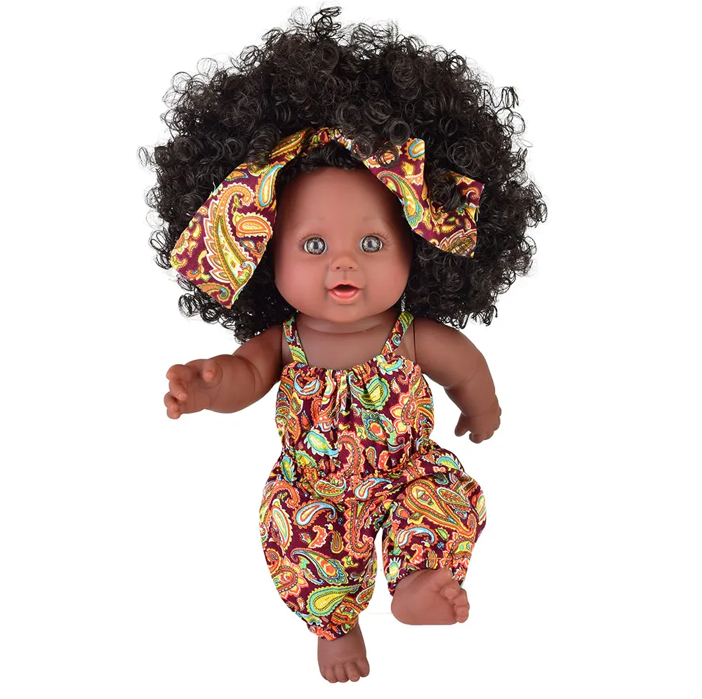АФРП девушка волос! Чернокожая Кукла reborn girl 12 дюймов boneca corpo inteiro de silicone reborn baby dolls pop lifelike silicone
