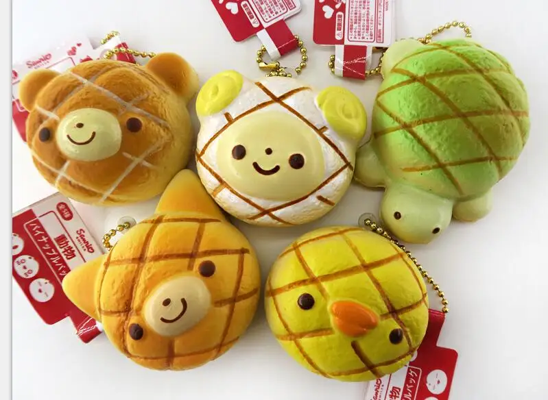 Random 1PC Pineapple Decocase 1 шт. Kawaii японское аниме мягкий медленно поднимающийся брелок еда пекарня хлеб булочка тост медведь овца Шиба собака Телефон ремешок с подвеской - Цвет: Random 1PC Pineapple