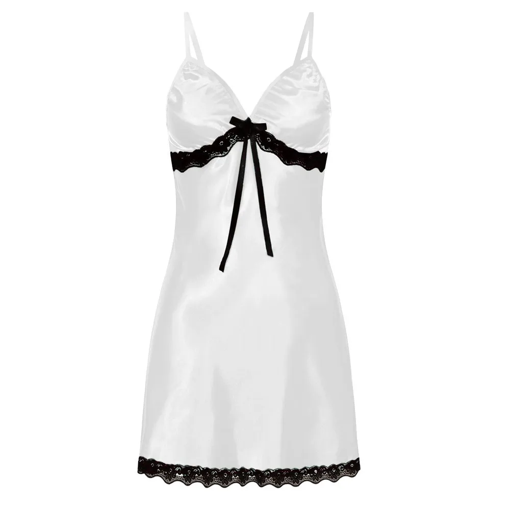 Womens Nighte Dress Plus Size Lace Bow Lingerie Babydoll Nightwear Sleepskirt Comfortable Sleep Wear Clothes S!#65 | Женская одежда