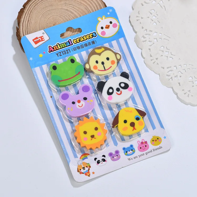 6 шт./компл. Kawaii панда дог Ластики для рисования и письма коррекции школьные офисные поставки студенческие канцелярские принадлежности