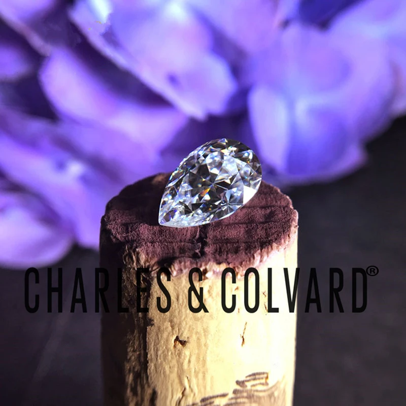 1.5CT Карат Эффект Груша Cut VS D E F цвет Сертифицированный Charles Colvard Forever One Loose Moissanite
