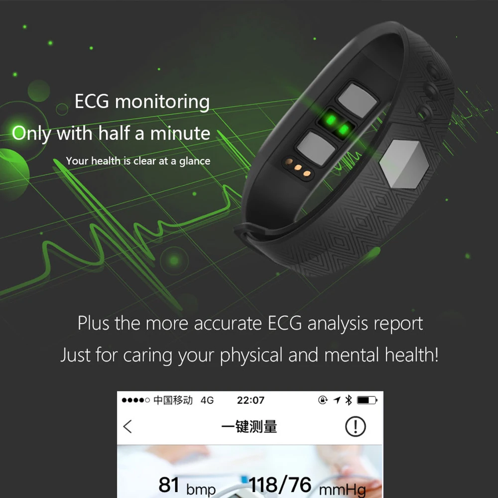 CD01 ECG HR смарт-браслет Bluetooth спортивный Смарт Браслет для измерения кровяного